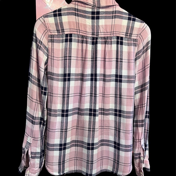 Paige Pink Plaid Button down shirt - Picture 4 of 13